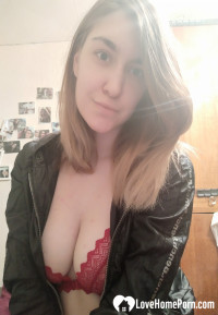 Sensational brunette girlfriend playing with her favorite toy