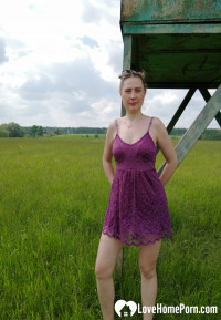 Incredible beauty shows a closeup of her slit