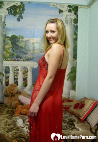 Stripping off my red lingerie for you