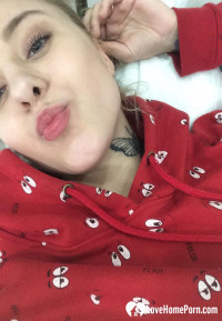 Lusty teen showing her tits in socks