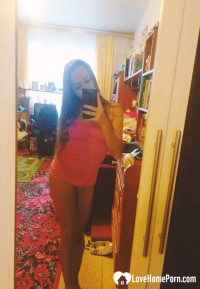 Hot girlfriend displaying her legs and ass