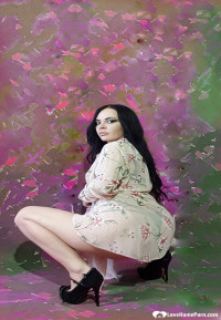 Brunette with a big booty in high heels