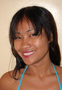 Naughty Asian babe teasing in a bikini