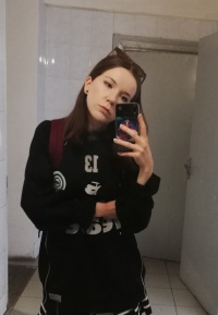 Skinny teen takes selfies in the mirror